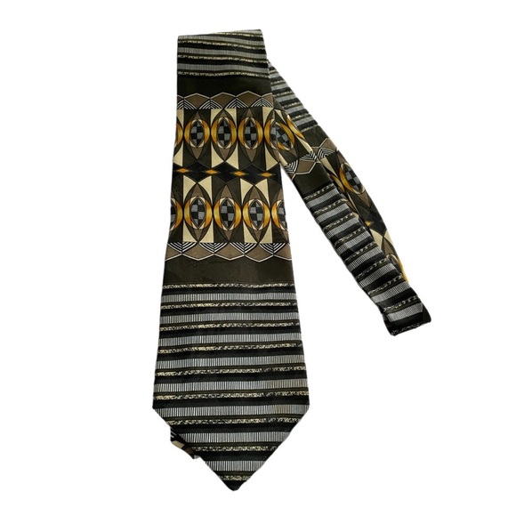 Pierre Balmain Tie Paris Silk Hand Made Tipp Bar Tac Pull String 58x4 Black Gold - Picture 3 of 10